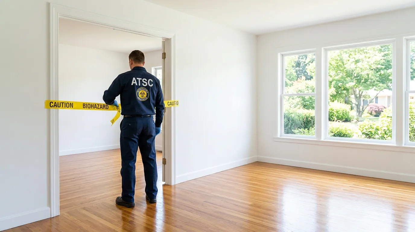 Certified biohazard cleanup crew performing Decomposition Cleanup in Tulare